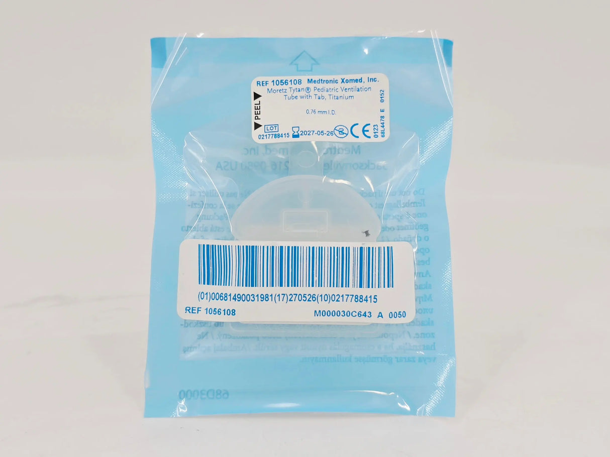 Medtronic 1056108 Moretz Tytan Pediatric Ventilation Tube w/ Tab, Titanium 0.76mm I.D. 1/EA Medtronic