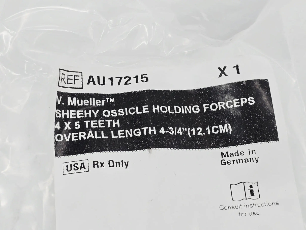 V. Mueller AU17215 Sheehy Ossicle Holding Forceps 4x5 Teeth 4-3/4" Primis Medical