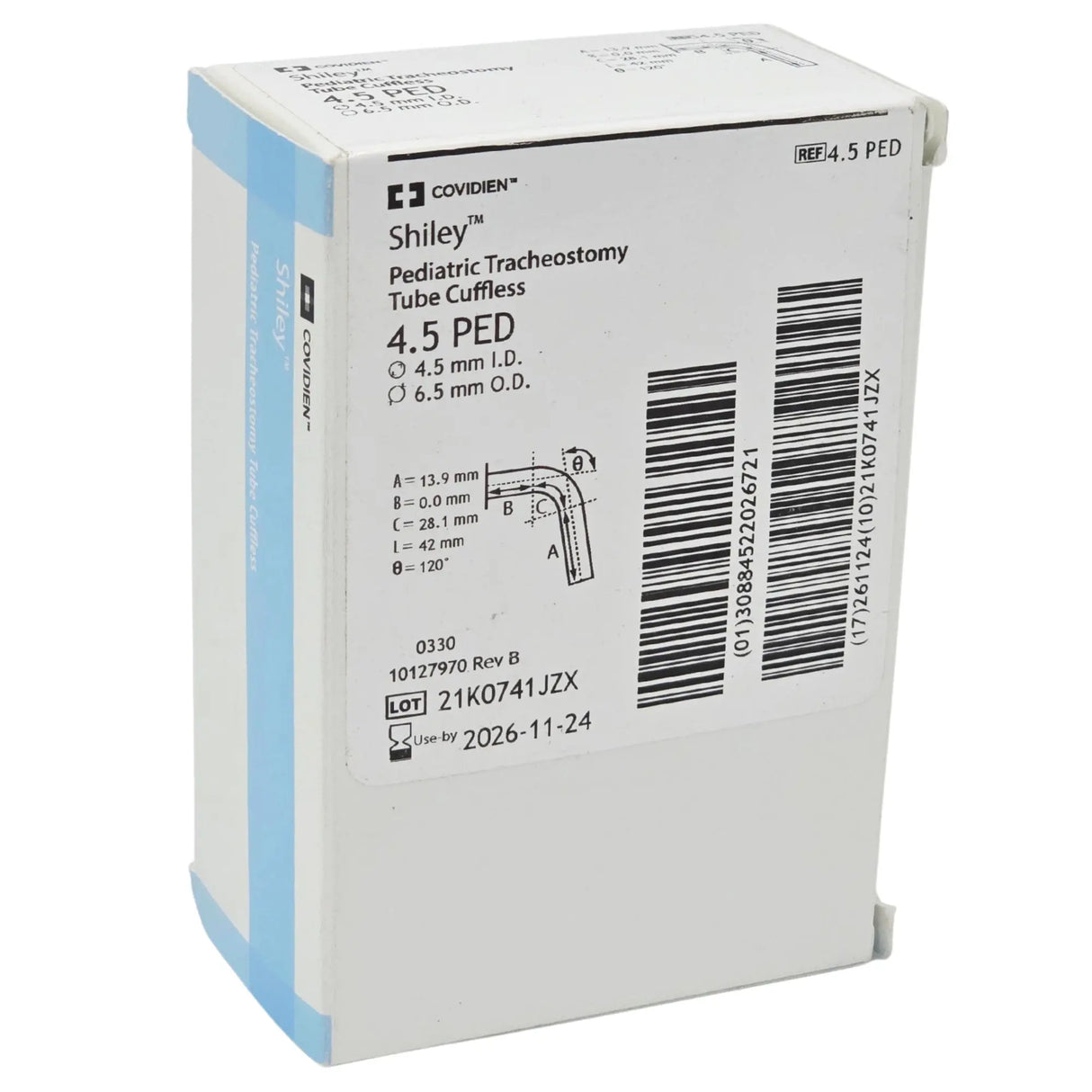 Covidien 4.5 PED Pediatric Tracheostomy Tube - Cuffless Airway Tube Primis Medical