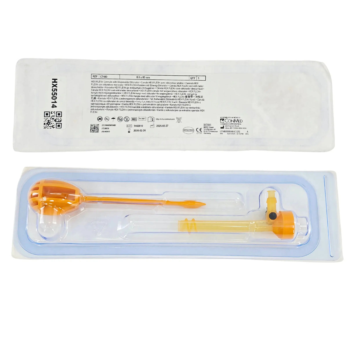 CONMED C7480 Hex Flex Cannula - 8.0 x 85 mm, Disposable Obturator Primis Medical