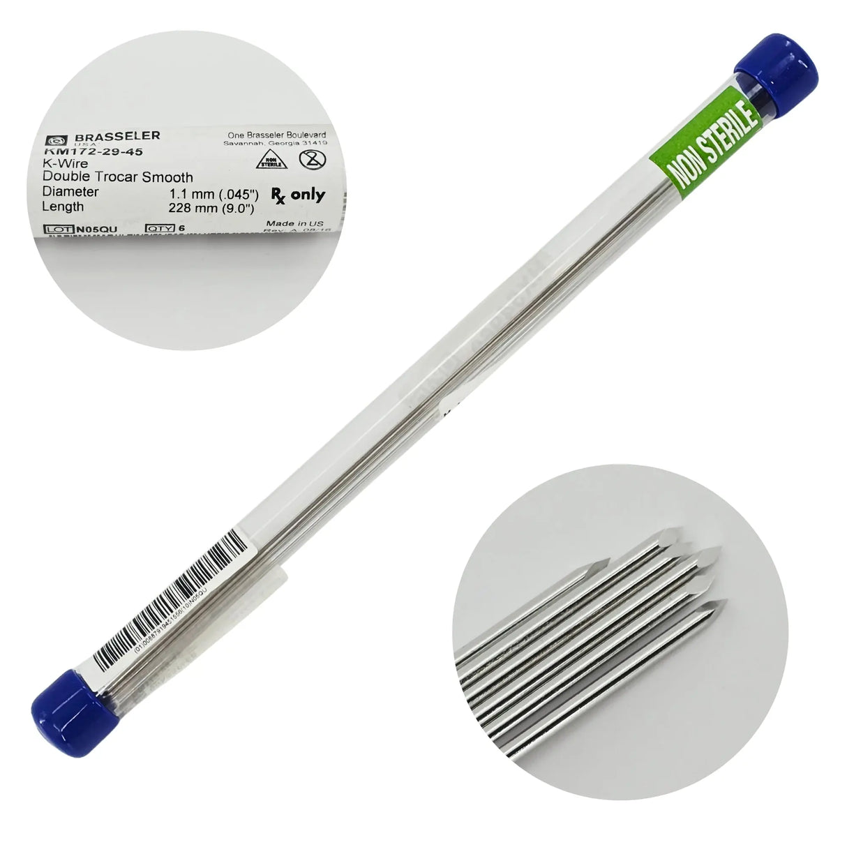 Brasseler USA 5004179M0 K-Wire Set - .045 x 9 Orthopedic Bone Pin Brasseler USA