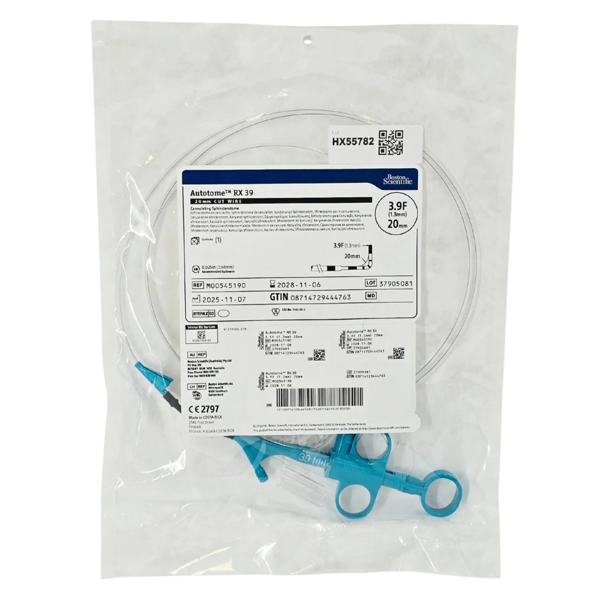 Boston Scientific M00545190 Autotome RX 39 Cannulating Sphincterotome 20mm Cut Wire 5mm Tip 0.025" Guidewire – New Boston Scientific