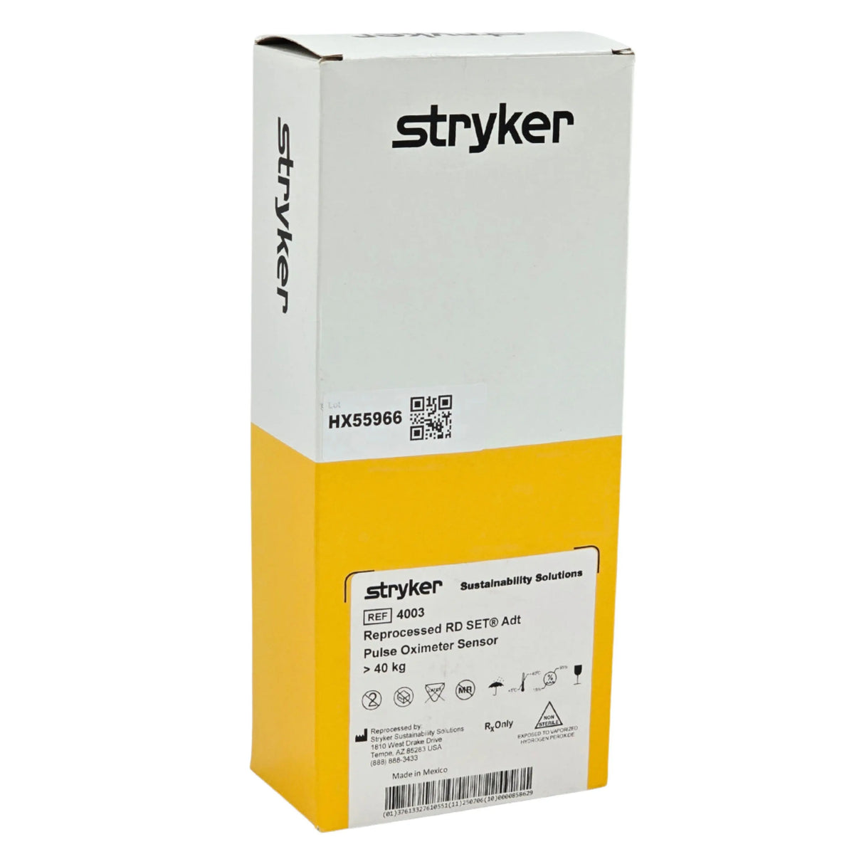 Stryker 4003 Reprocessed Masimo RD SET Adult Pulse Oximeter Sensor Woven Finger/Toe 40kg – New Stryker