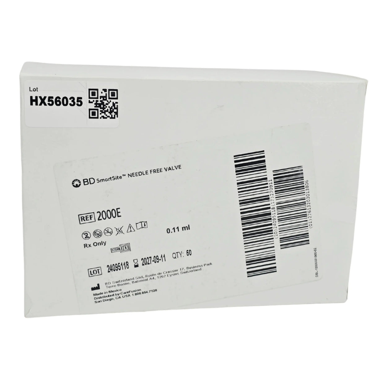 BD SmartSite 2000E Needle-Free IV Connector 0.11mL 50/Case - New BD