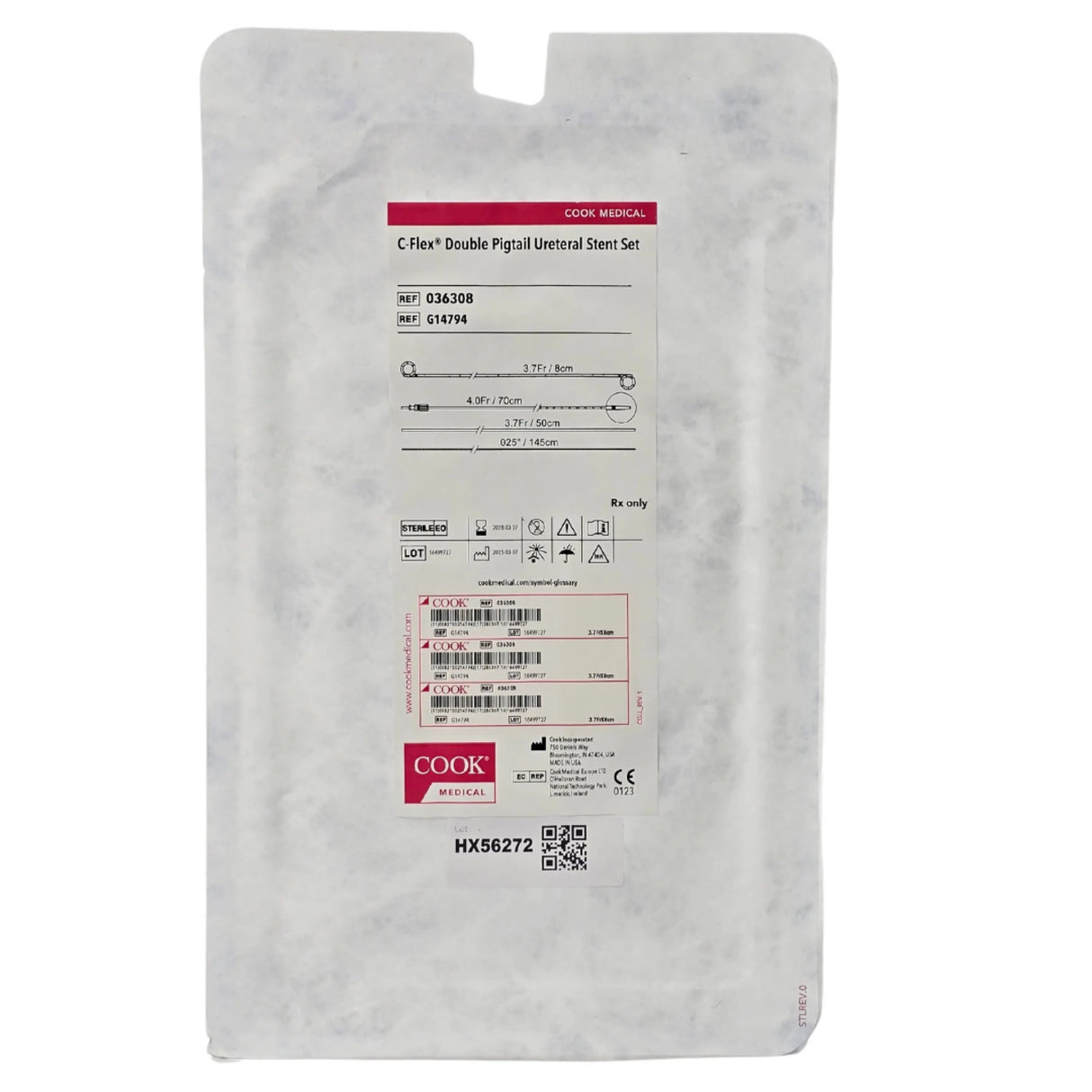 Cook Medical 036308 G14794 C-Flex Double Pigtail Ureteral Stent Set 3.7 Fr 8 cm - New Cook Medical