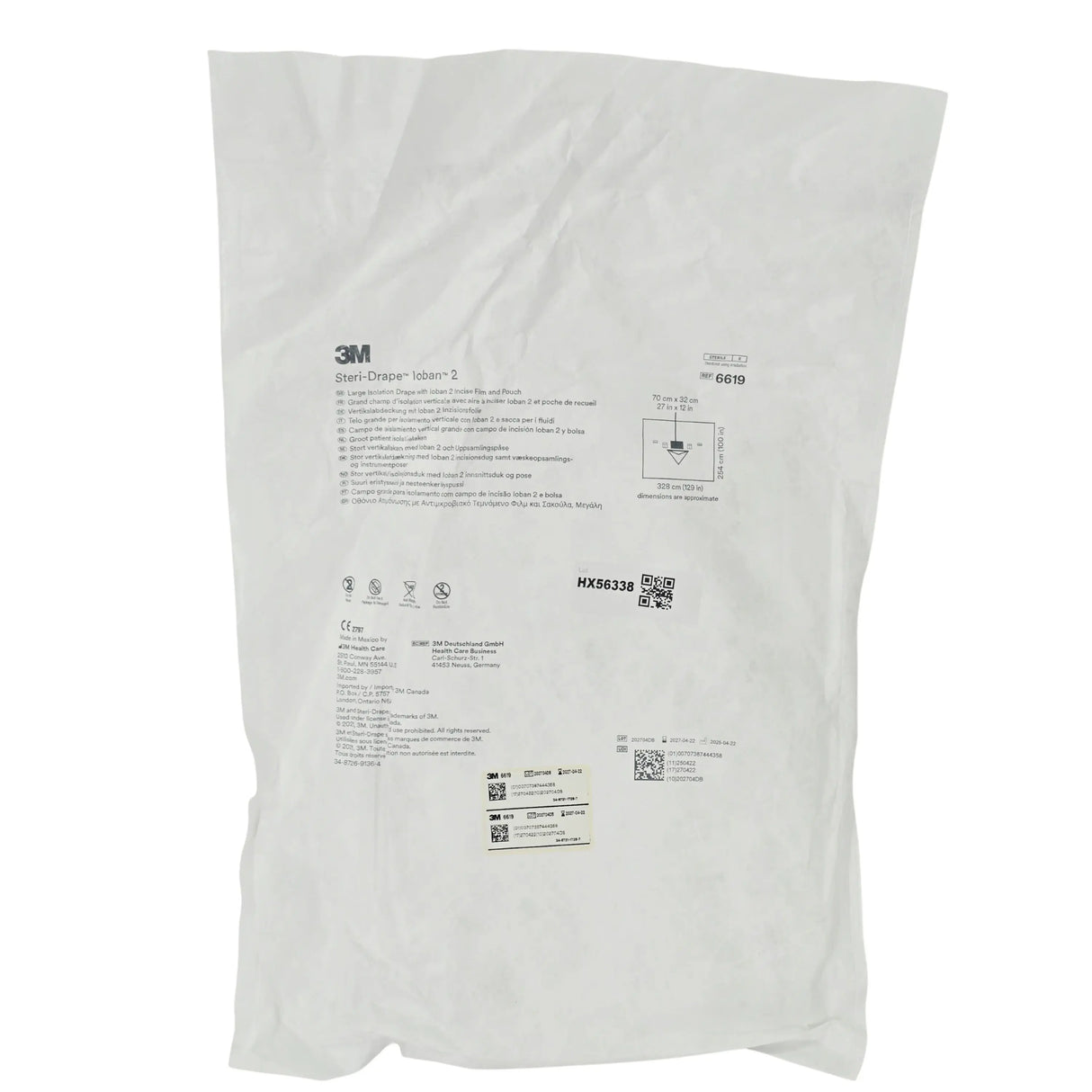 3M 6619 Steri-Drape Large Patient Isolation Drape with Ioban 2 Incise Film & Pouch, 129" x 100" - New / Sterile 3M