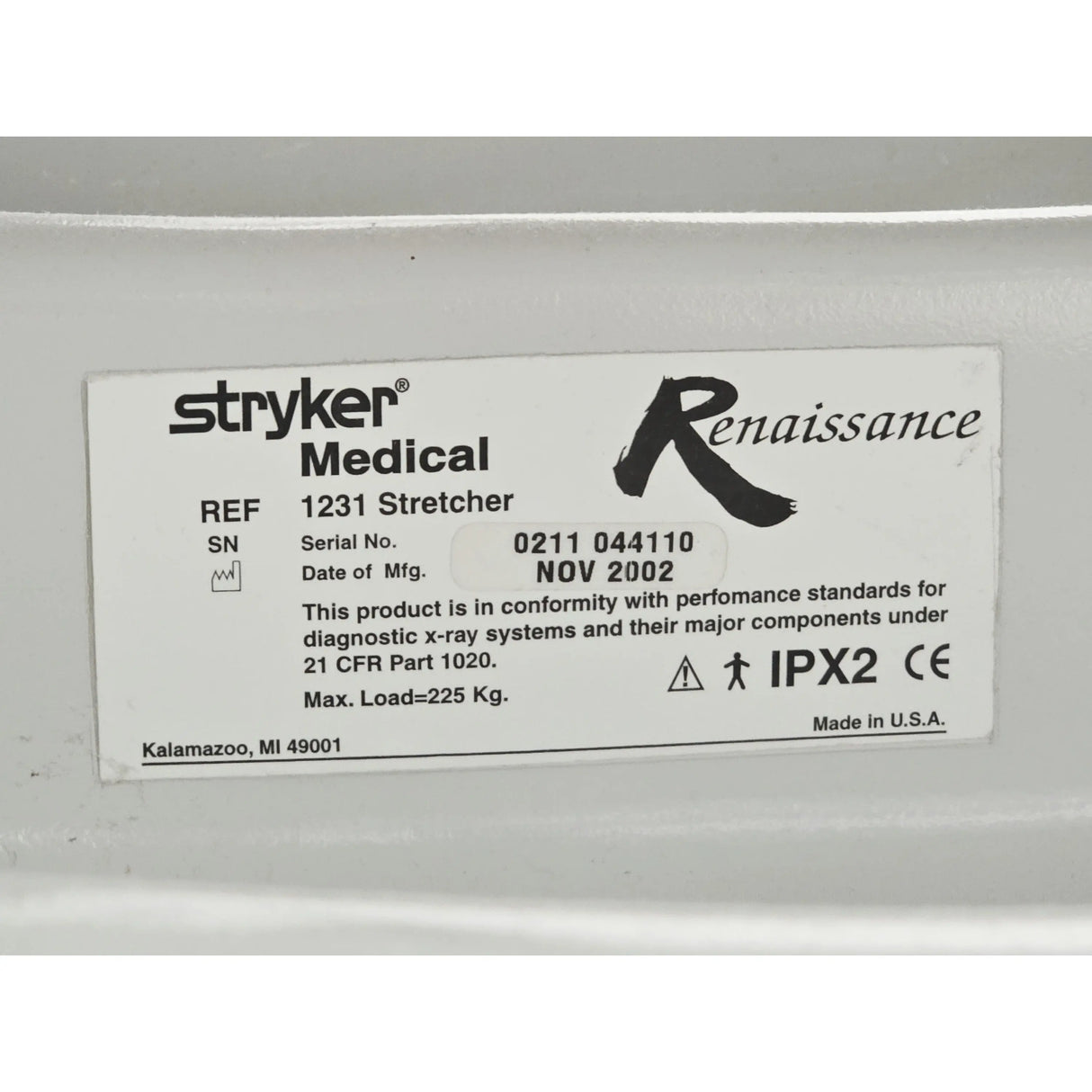 Stryker 1231 Formina Series Mobile Transport Stretcher Bed - Used Stryker