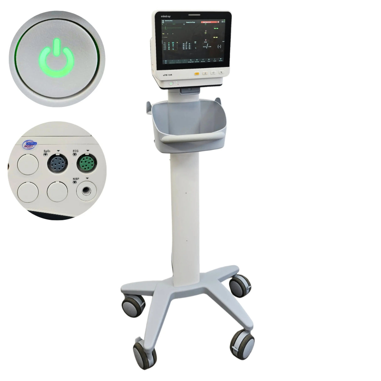 Mindray ePM 10M Patient Monitor with Rolling Stand & Accessories - Pre-Owned Mindray