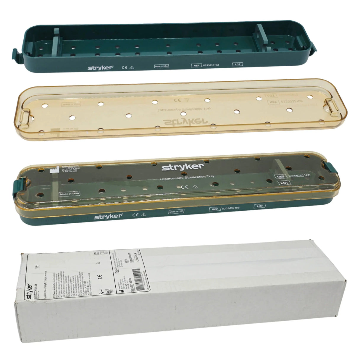 Stryker 0233032108 Laparoscope Sterilization Tray Surgical Instrument Case 1/EA
