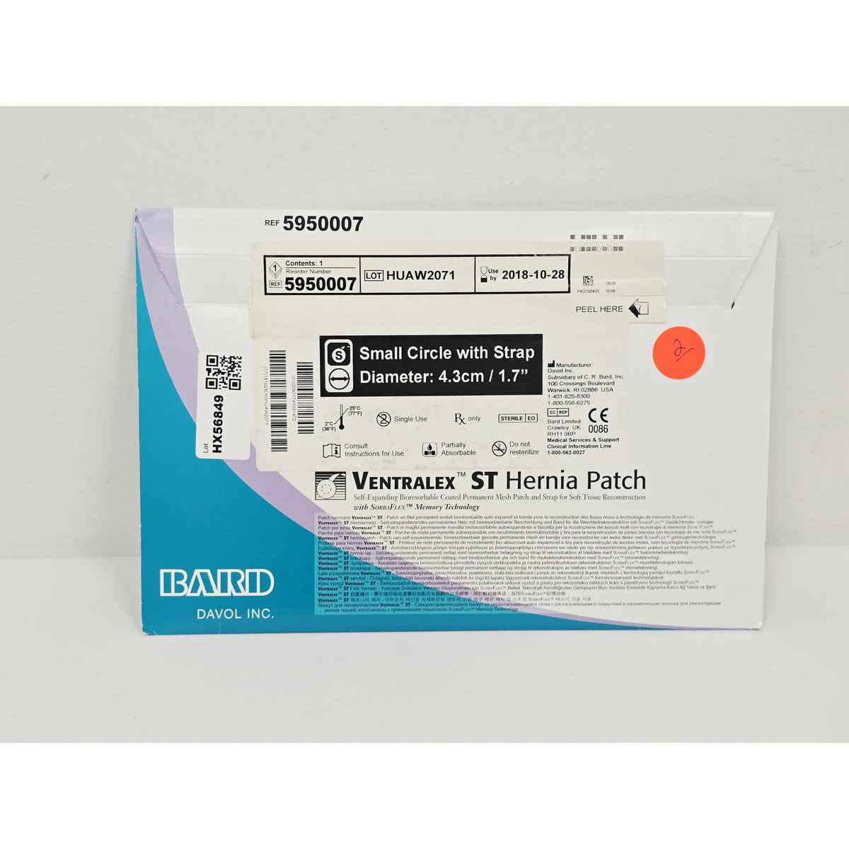 Davol Inc., 5950007, EA, New - Inner Sterile Package Intact, 00801741031472, EXPIRED Davol Inc.