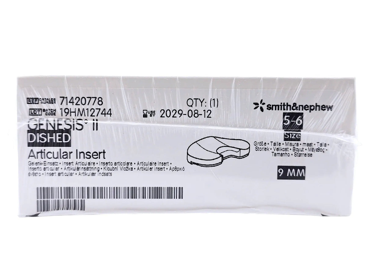 Smith & Nephew 71420778 Genesis II 9mm Dished Articular Insert Size 5-6 Smith & Nephew, Inc.