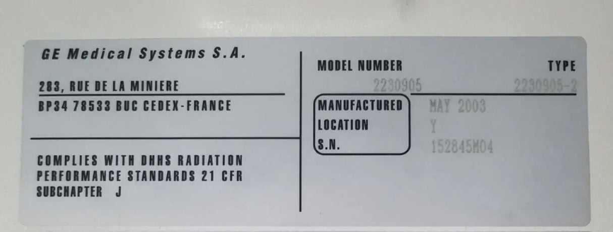 GE 2230905 Image Receptor for Senographe DMR + Primis Medical