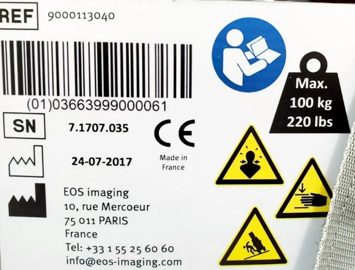 EOS 9000113040 Pediatric Imaging Chair Imaging Radiolucent 220Lb Weight Limit EOS