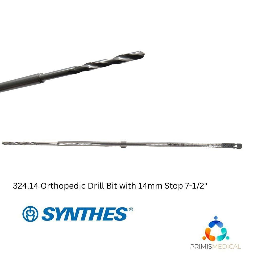 Synthes 324.14 Orthopedic Drill Bit with 14mm Stop 7-1/2"