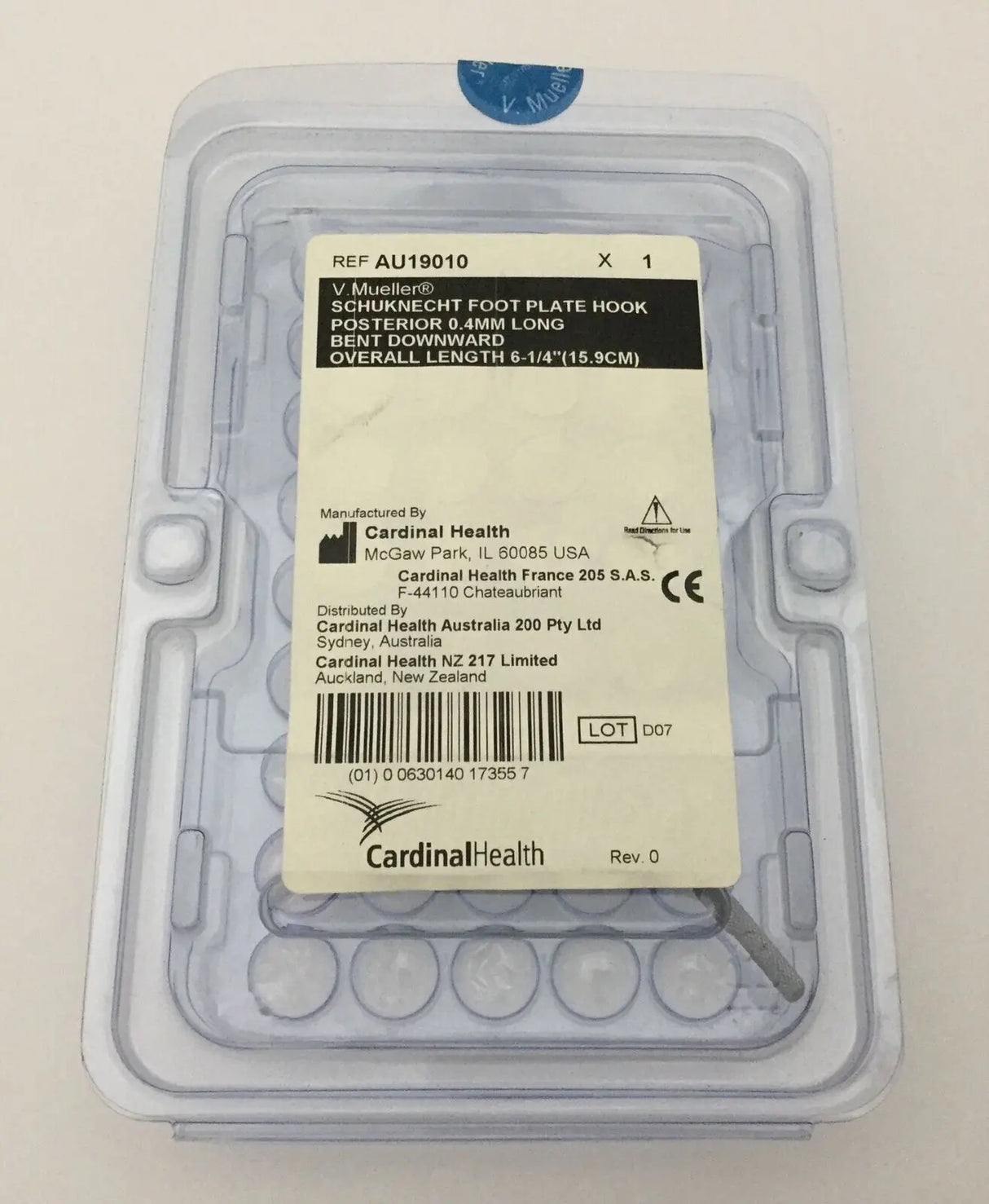 V. Mueller AU19010 ENT Schuknecht Surgical Hook 6-1/4" New V. Mueller