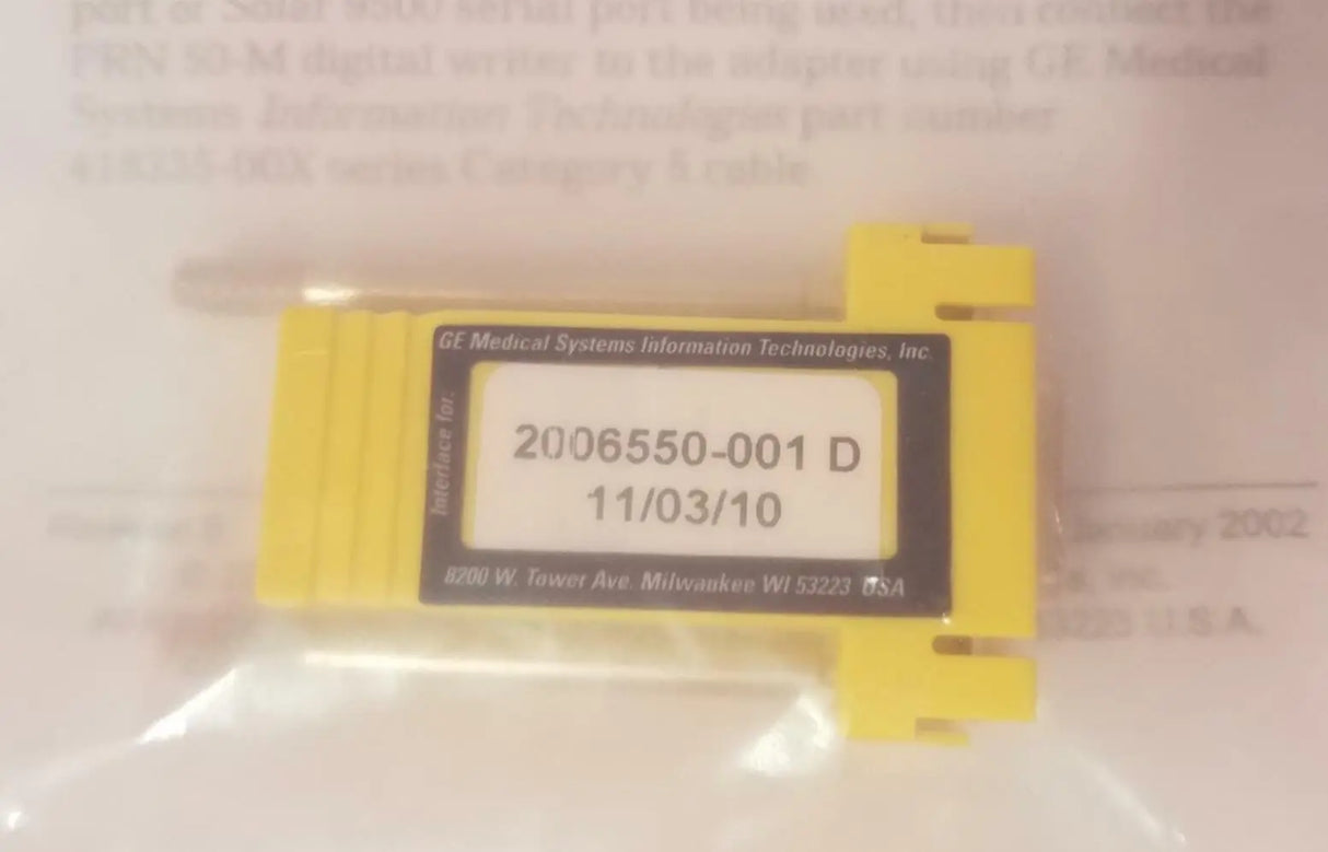 GE Medical 2006550-001 Rev D CIC & Solar 9500 Adapter GE