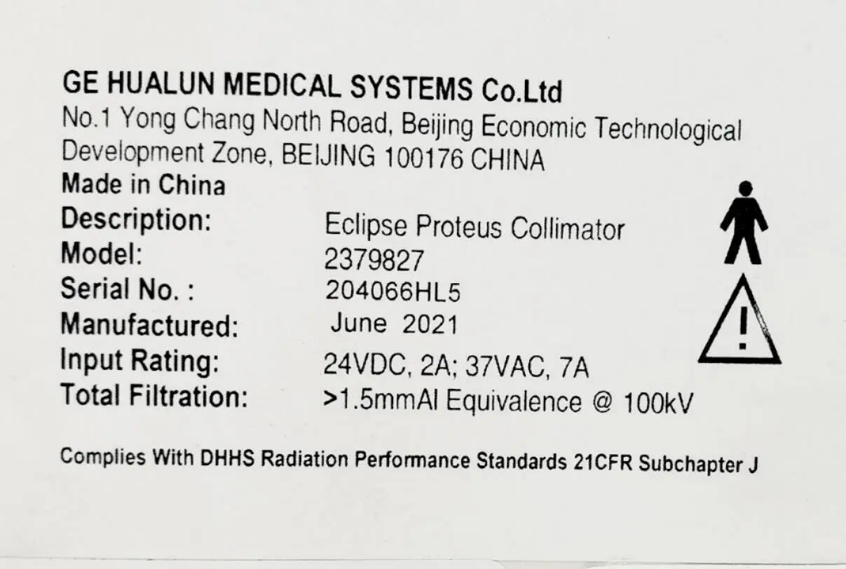 GE 2379827 Proteus XR/A Rad Room Eclipse Proteus Collimator DOM: 2021 GE