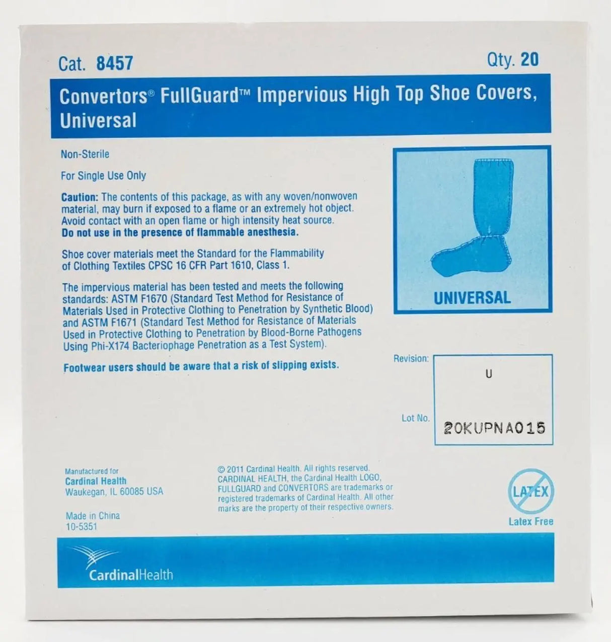 Cardinal Health 8457 Universal Full Guard Improvision High Top Shoe Covers 80/CS Primis Medical