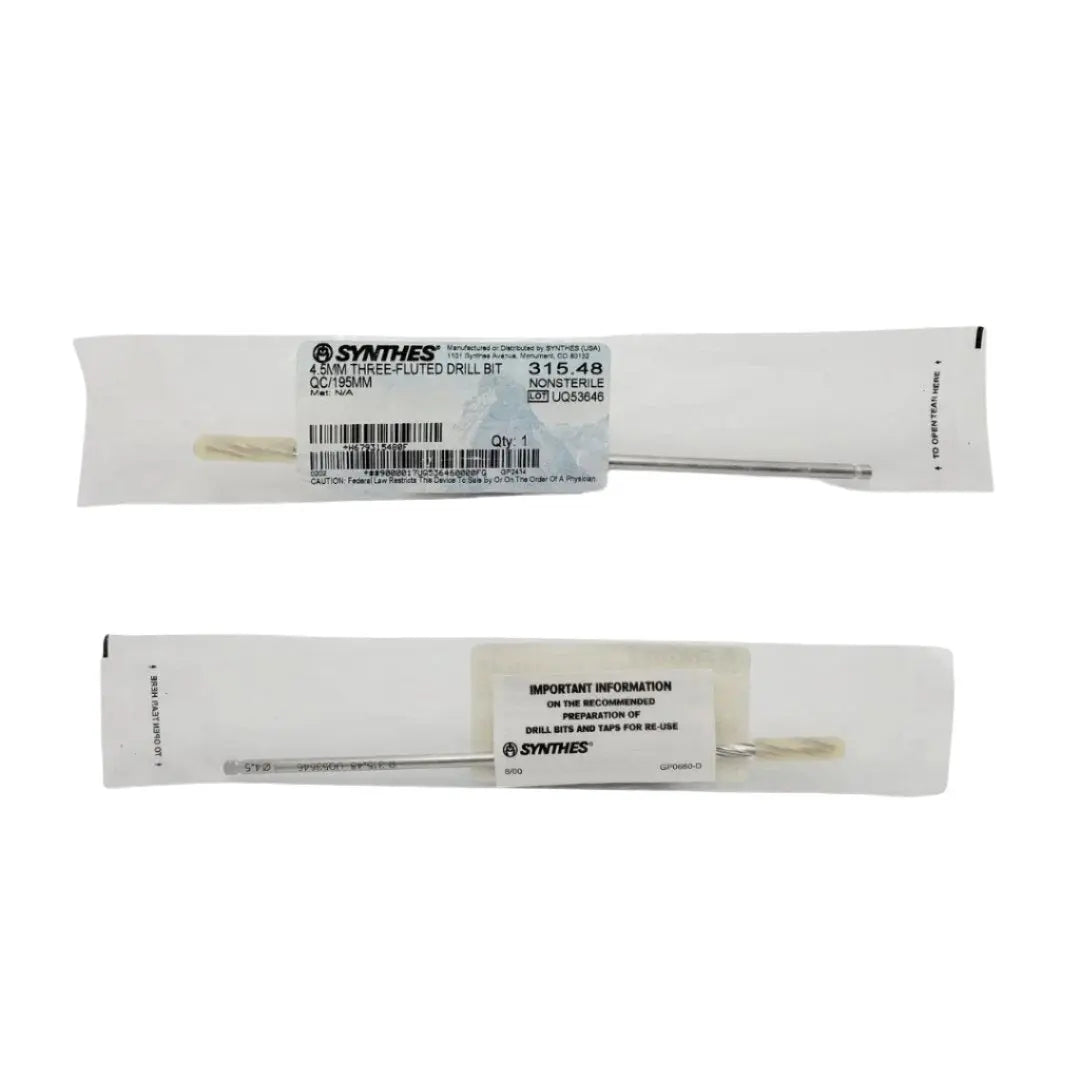 Synthes 315.48 Quick Connect Three-Fluted Drill Bit Orthopedic 4.5mm 7-3/4" New Synthes