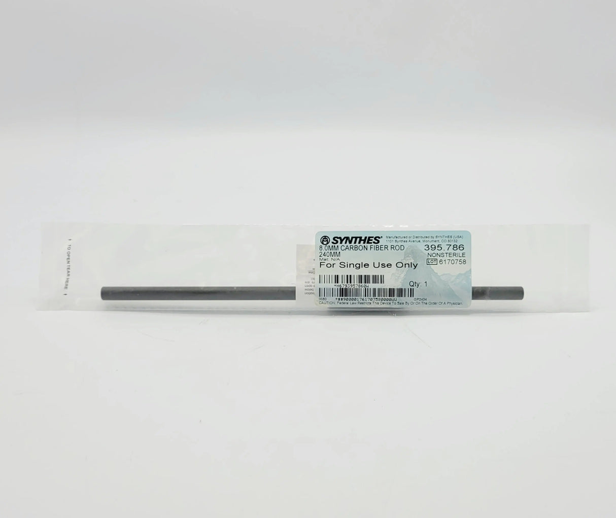 Synthes 395.786 8.0mm Carbon Fiber Rod 240mm Synthes