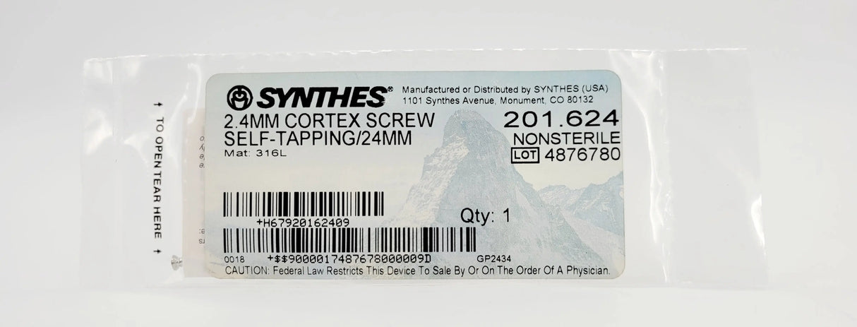 Synthes 201.624 2.4MM CORTEX SCREW SELF-TAPPING/24MM Synthes