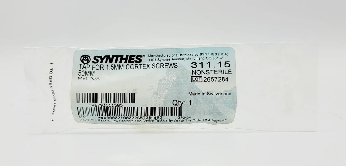 Synthes 311.15 Tap For 1.5mm Cortex Screws 50mm Synthes