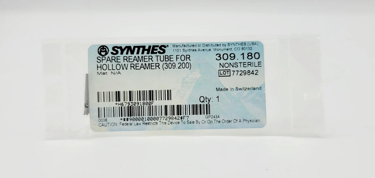 Synthes 309.180 Spare Reamer Tube For Hollow Reamer (309.200) Synthes