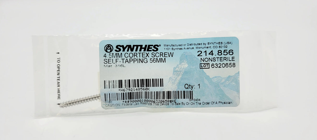 Synthes 214.856 4.5mm Cortex Screw Self-tapping 56mm Synthes