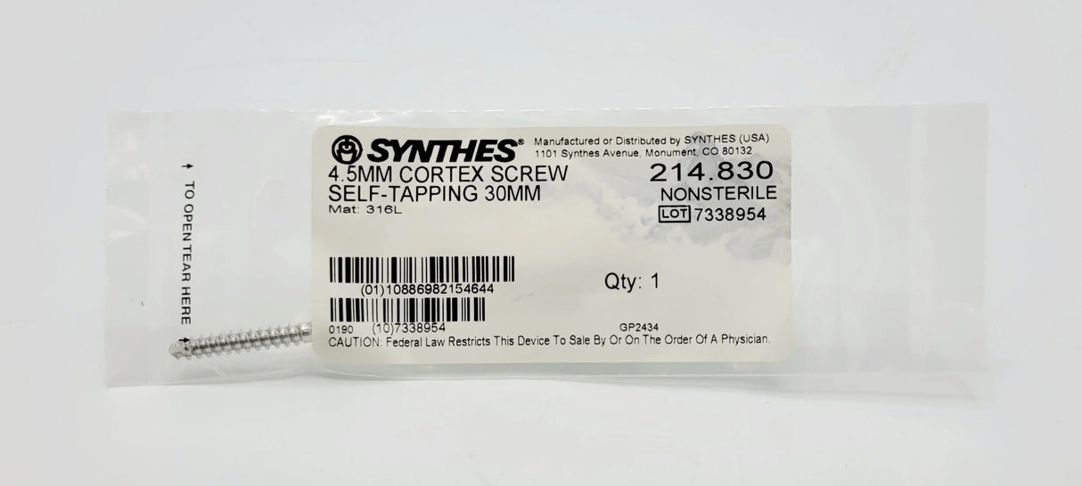 Synthes 214.830 4.5MM CORTEX SCREW SELF-TAPPING 30MM Synthes