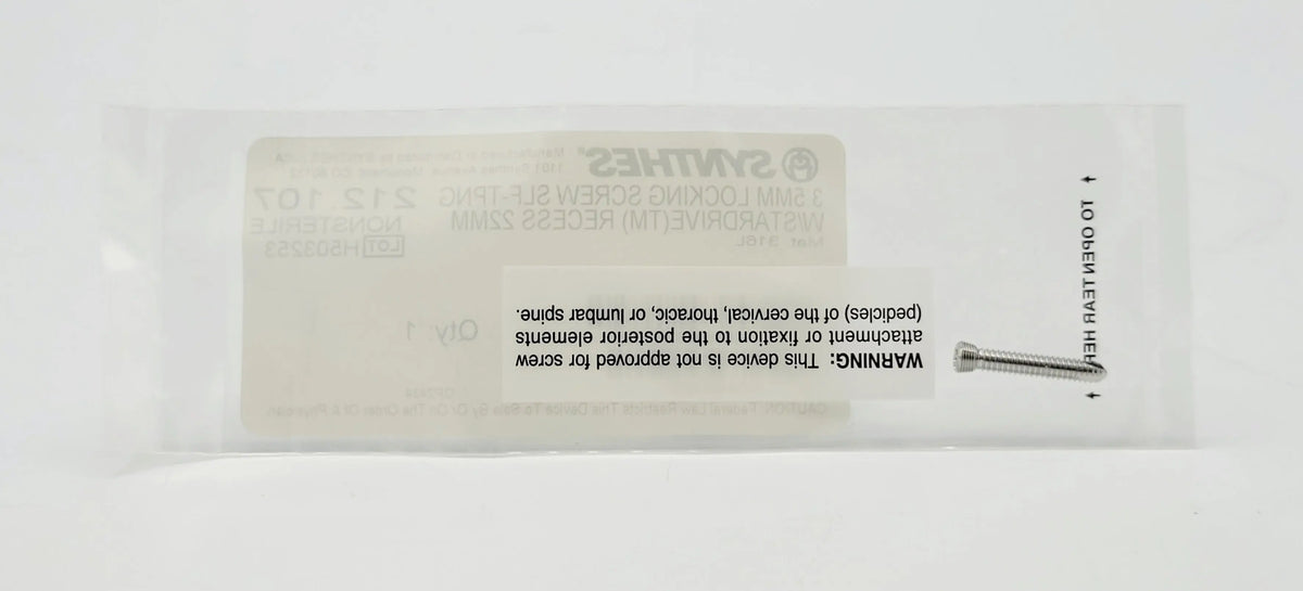 Synthes 212.107 3.5mm Locking Screw 22mm T15 StarDrive