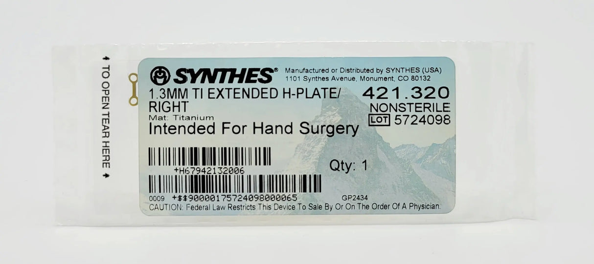 Synthes 421.320 1.3MM TI EXTENDED H-PLATE/ RIGHT Synthes