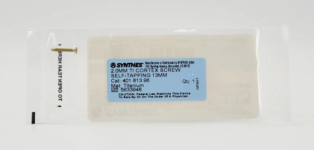 Synthes 401.813.96 2.0mm TI Cortex Screw Self-Tapping 13mm Ethicon