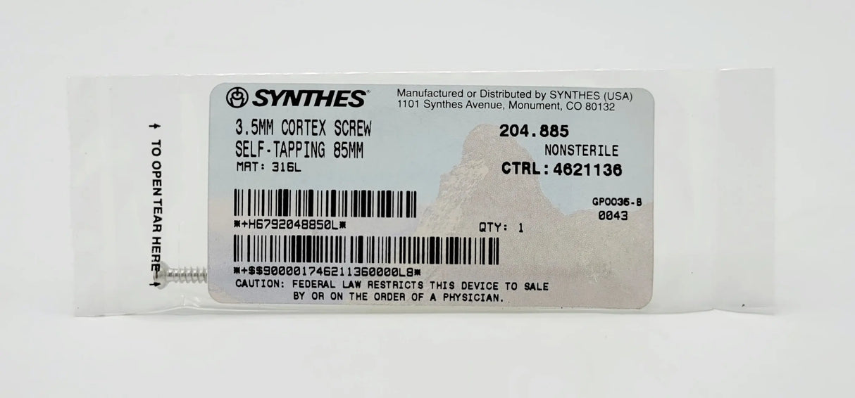 Synthes 204.885 3.5MM CORTEX SCREW SELF-TAPPING 85MM Synthes