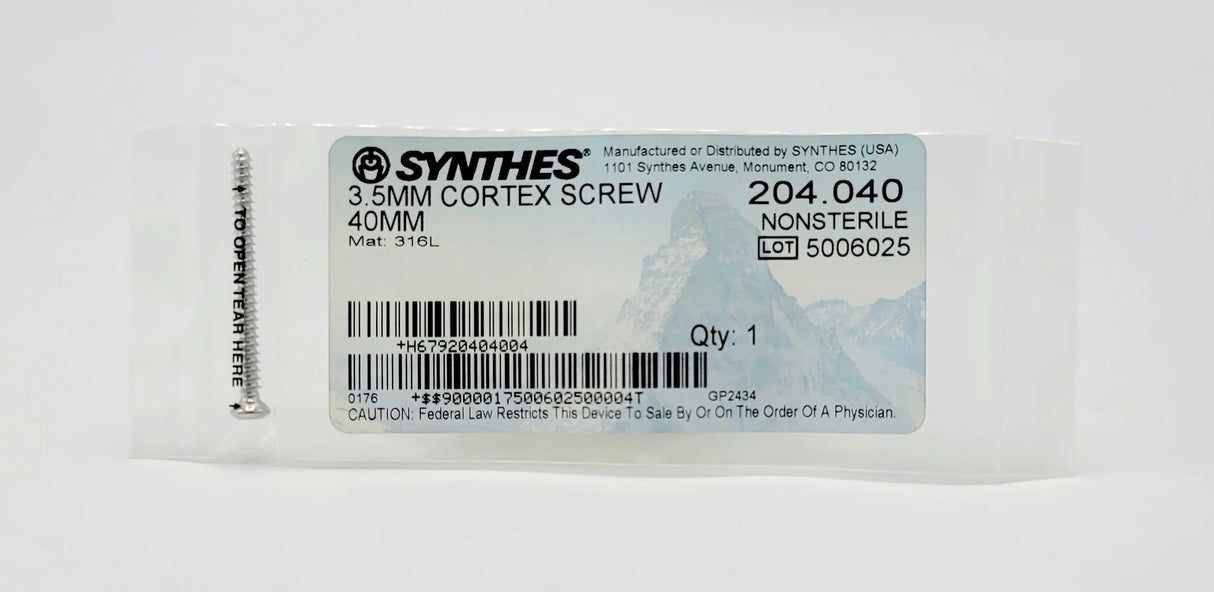 Synthes 204.040 3.5MM CORTEX SCREW 40MM Synthes
