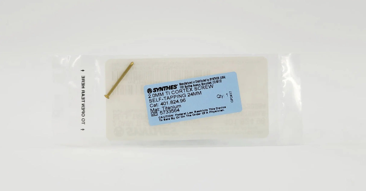 Synthes 401.824.96 2.0mm TI Cortex Screw Self-Tapping 24mm Synthes