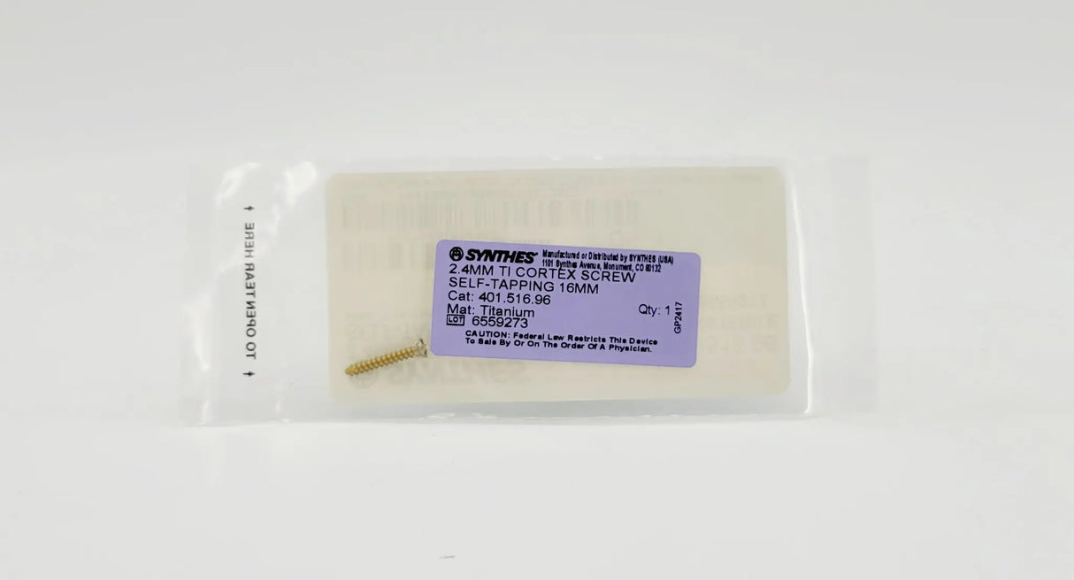 Synthes 401.516.96 2.4mm TI Cortex Screw Self-Taping 16mm Synthes