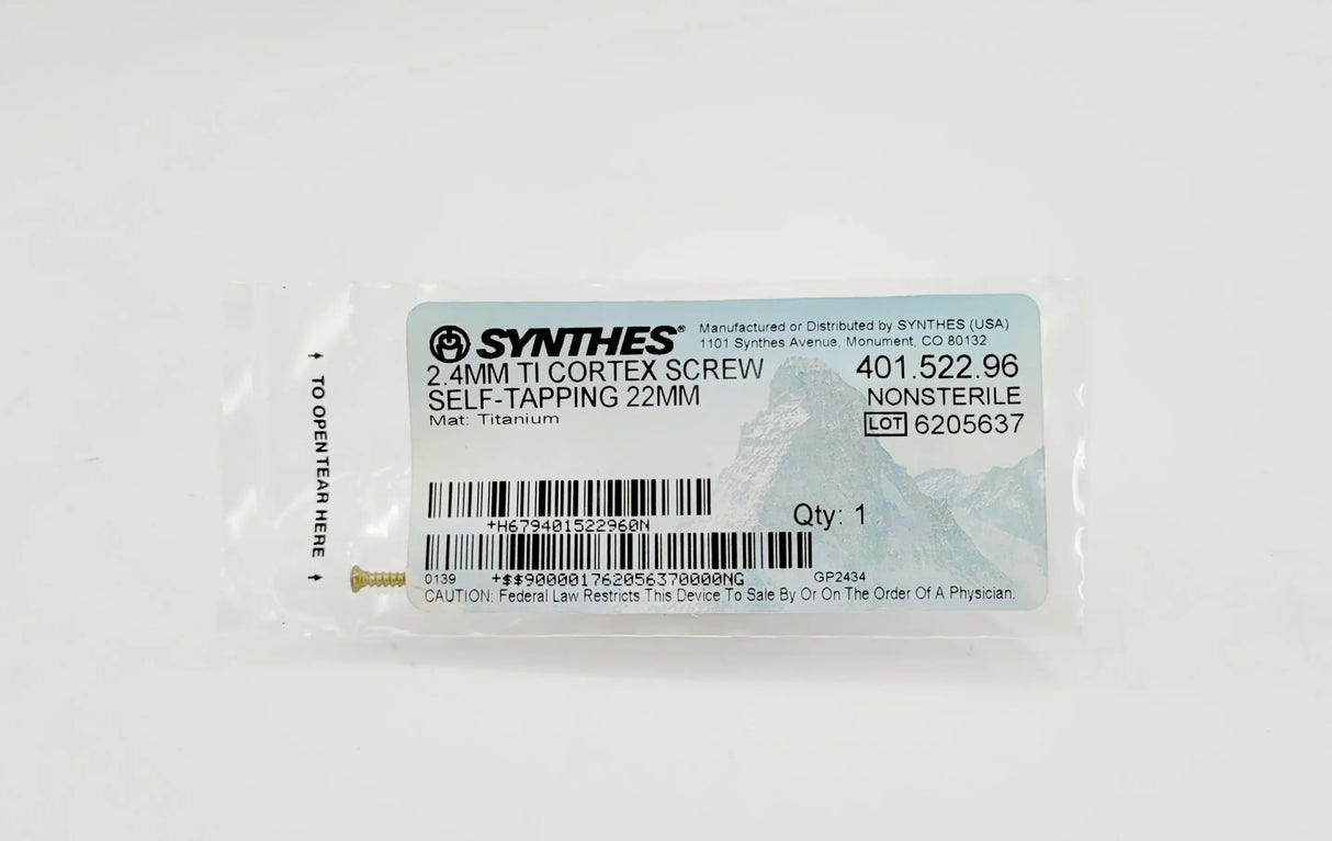 Synthes 401.522.96 2.4MM TI CORTEX SCREW SELF-TAPPING 22MM Synthes