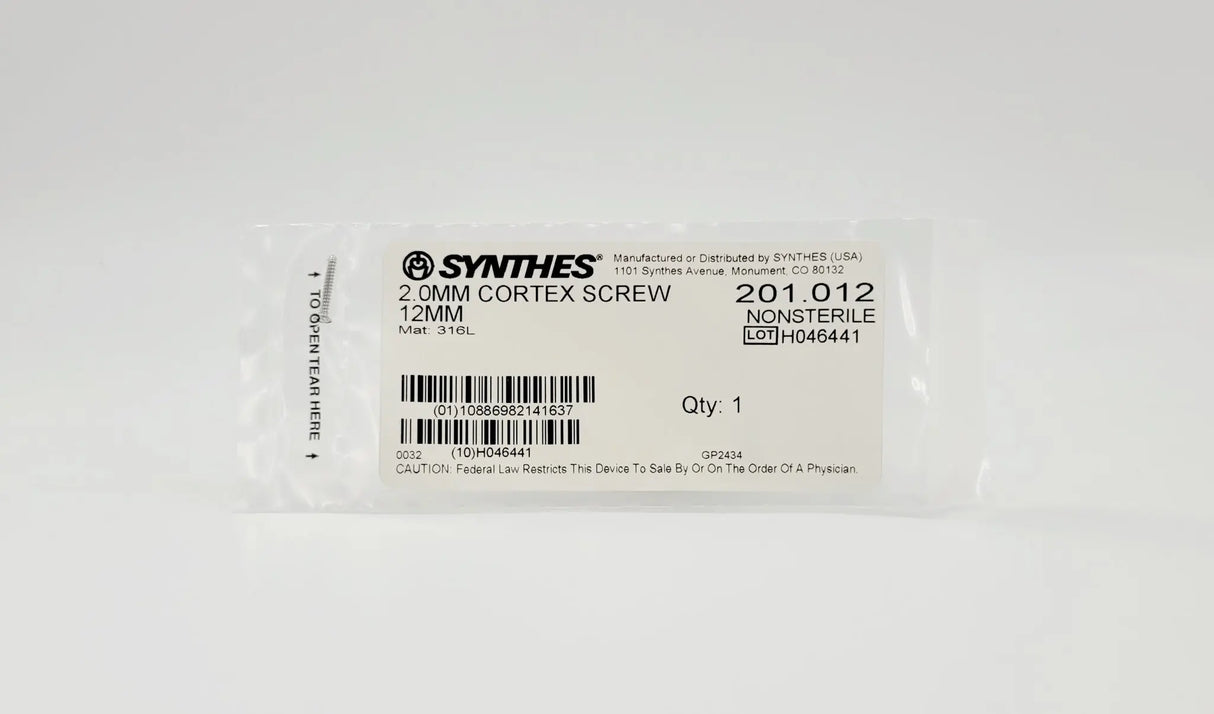 Synthes 201.012 2.0mm Cortex Screw 12mm Synthes