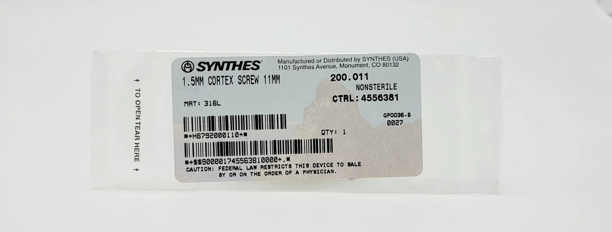 Synthes 200.011 1.5MM CORTEX SCREW 11MM Synthes