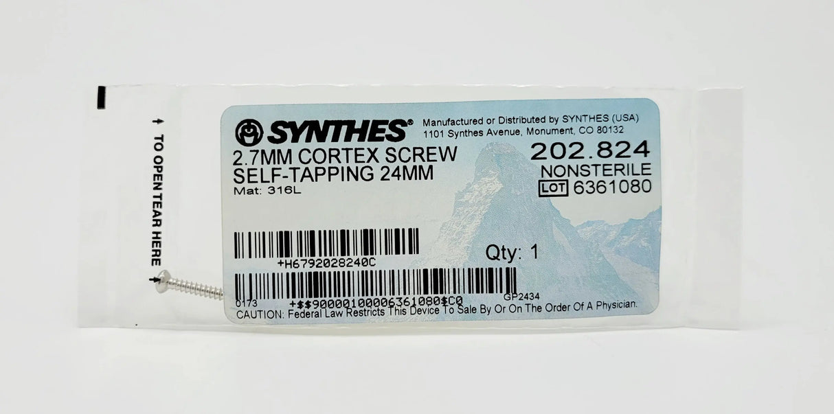Synthes 202.824 2.7MM CORTEX SCREW SELF-TAPPING 24MM Synthes