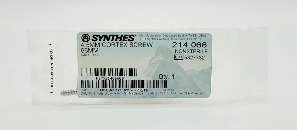 Synthes 214.066 4.5 dia. x 66 mm Cortex Screw Synthes