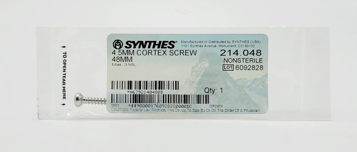 Synthes 214.048 4.5mm Cortex Screw 48mm Synthes