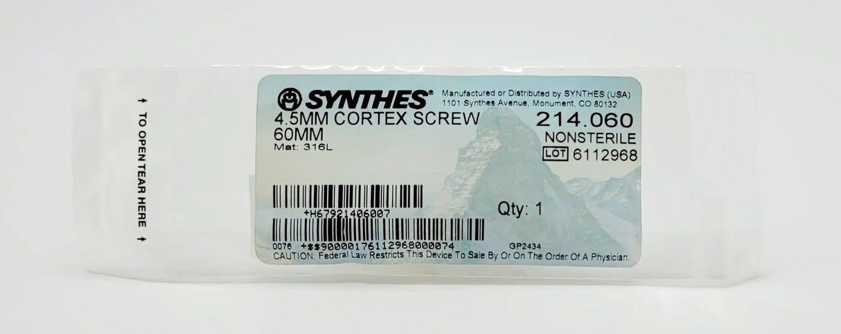 Synthes 214.060 4.5MM CORTEX SCREW 60MM Synthes