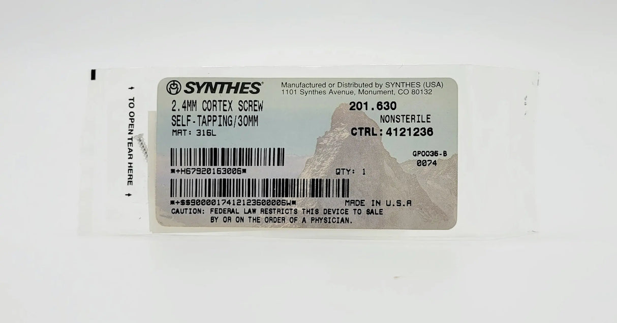 Synthes 201.630 2.4mm Cortex Screw Self-tapping/30mm Synthes