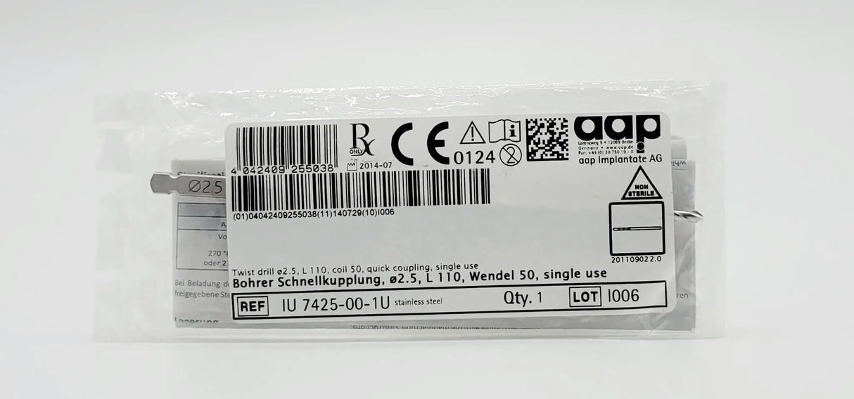 aap Implantate AG IU 7425-00-1U 2.5mm Twist Drill Quick Coupling 110cm aap Implantante
