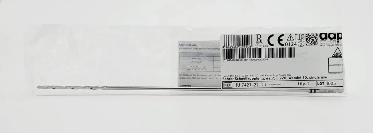 aap Implantate AG IU 7427-22-1U 2.7mm Twist Drill Quick Coupling 8-1/2" aap Implantante