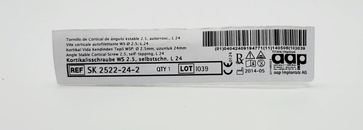 aap Implantate AG SK 2522-24-2 Angle Stable Cortical Screw 2.5, self-tapping, L 24 aap Implantante