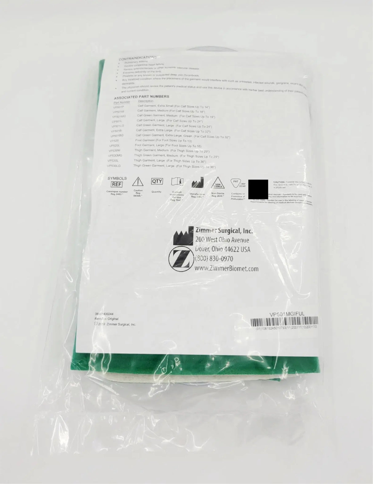 Vaspress Compression Therapy VP501MG Green Calf Garment Medium Primis Medical