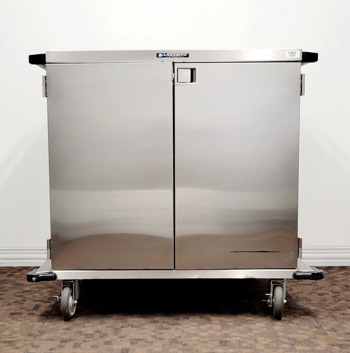 Lakeside Two Door Stainless Cabinet Case Cart 36" Width Wire Shelf Lakeside