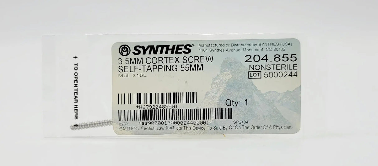 Synthes 204.855 3.5mm Cortex Screw Self-Tapping 55mm Synthes